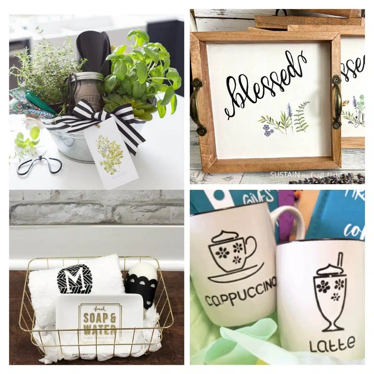 dollar tree gift ideas collage with 4 images