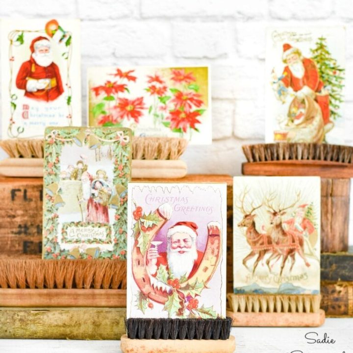vintage christmas post card display