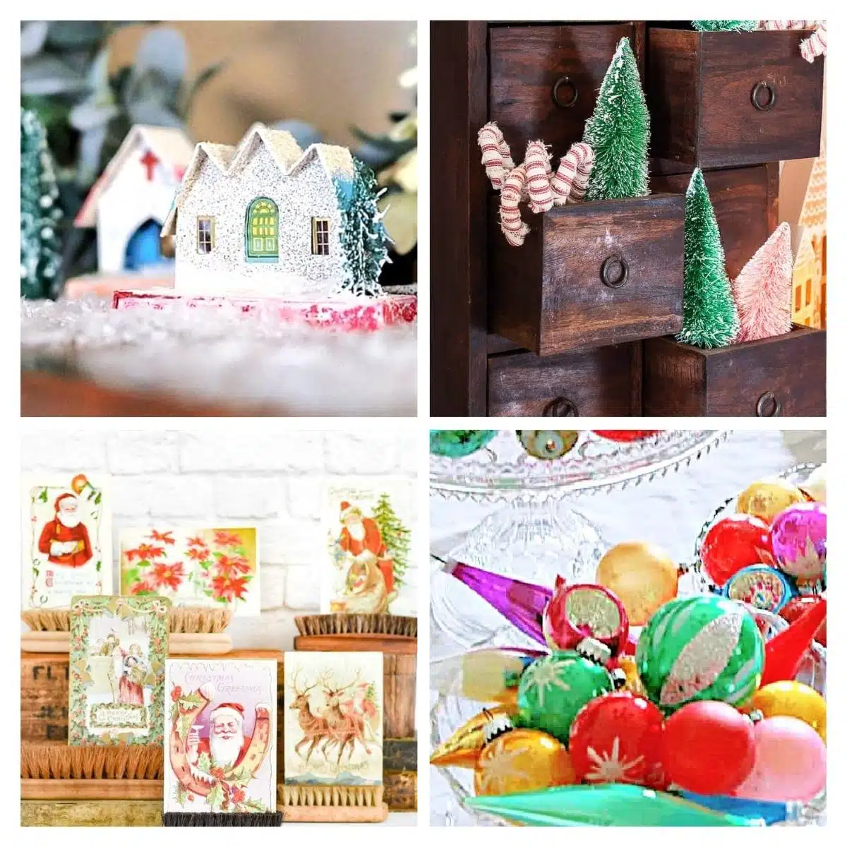 collage with vintage Christmas displays