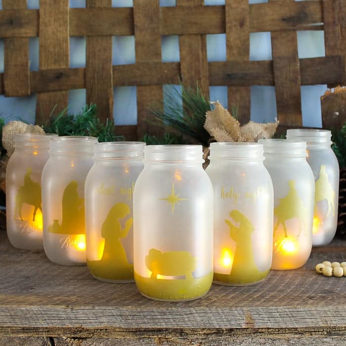 nativity scene mason jars