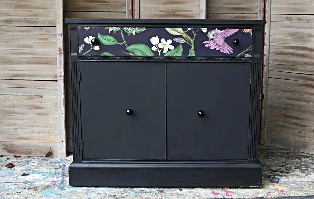 dixie belle rice paper on painted furniture