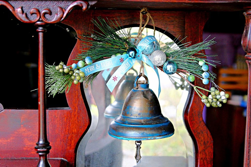 DIY upcycled brass Christmas bell decoration