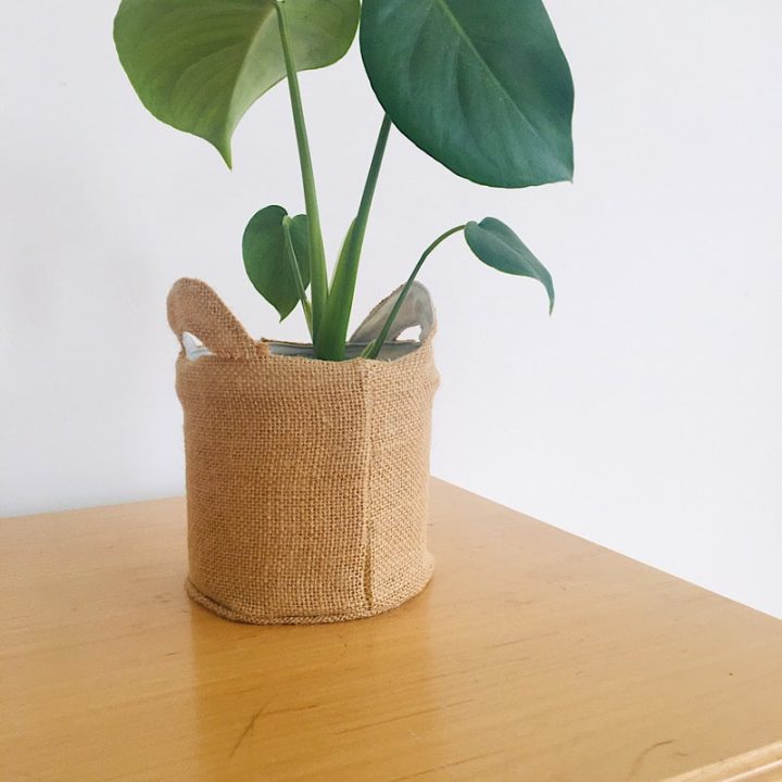 burlap bag planter
