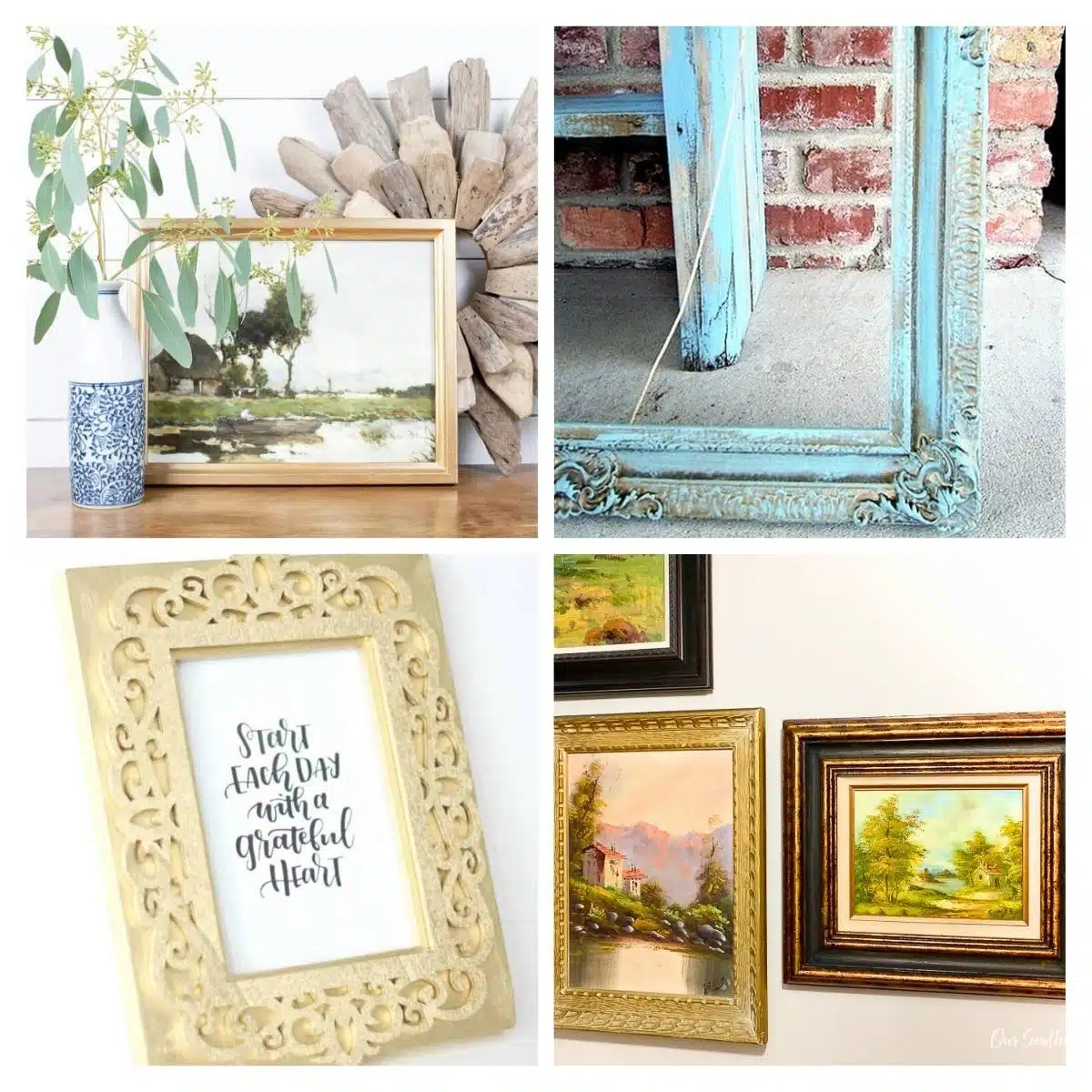 4 image collage painted picture frames