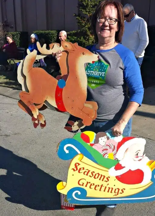 kathy shopping the Nashville flea market for Christmas items