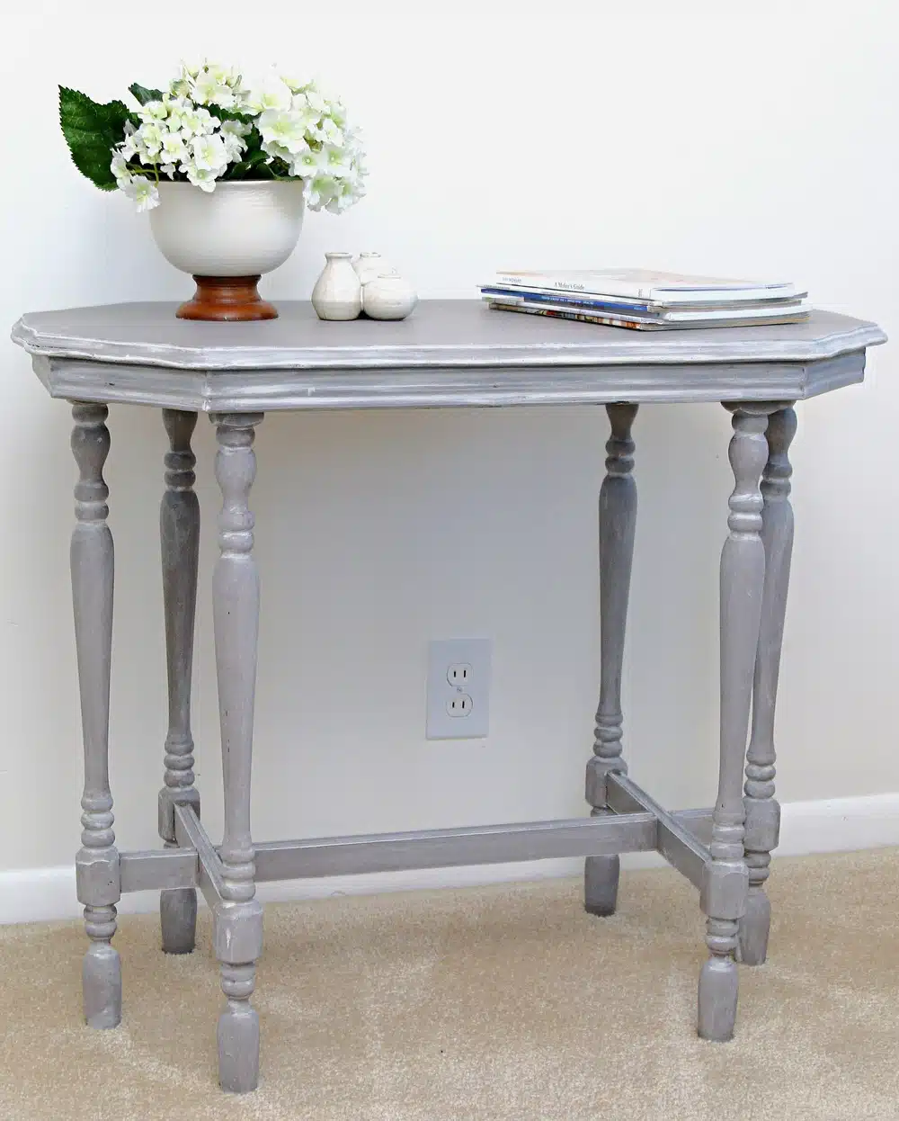 $5 table painted with no wax chock paint and whitewashed