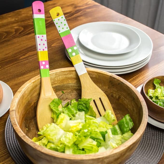 painted salad tongs