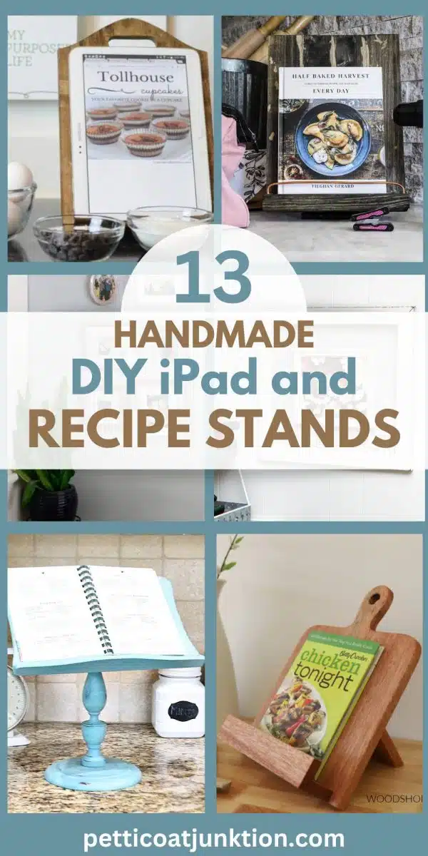 4 image collage diy ipad and cookbook stands