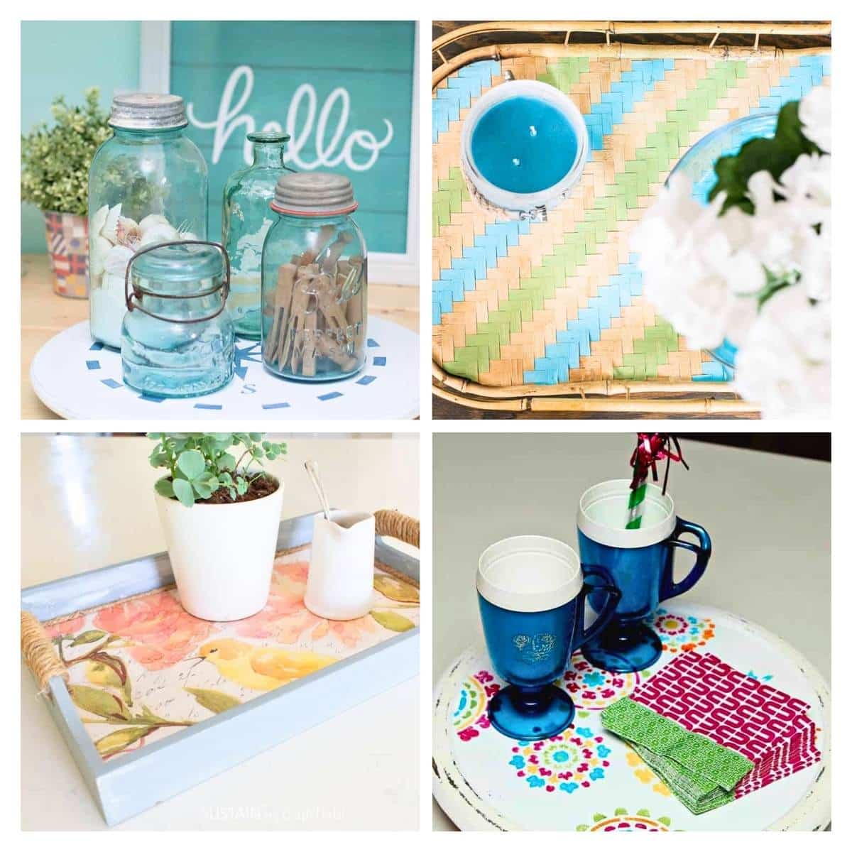 collage with 4 tray makeovers