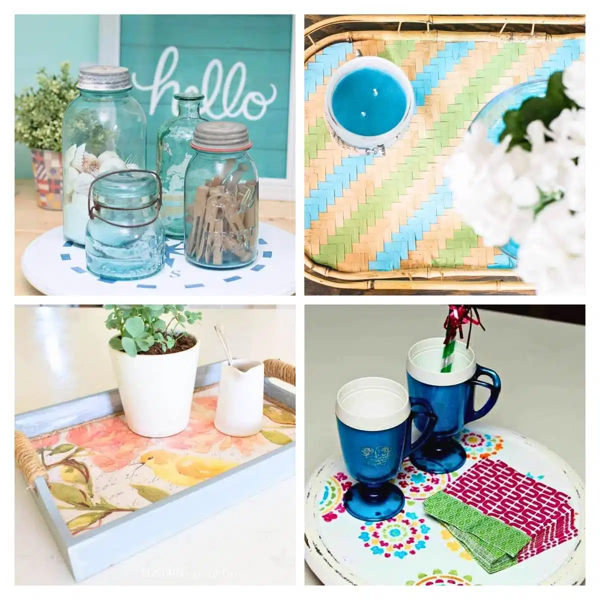 4 image collage diy tray makeovers