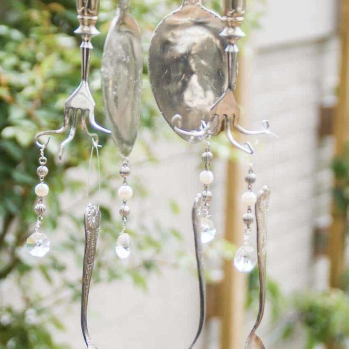 repurposed spoons into wind chime