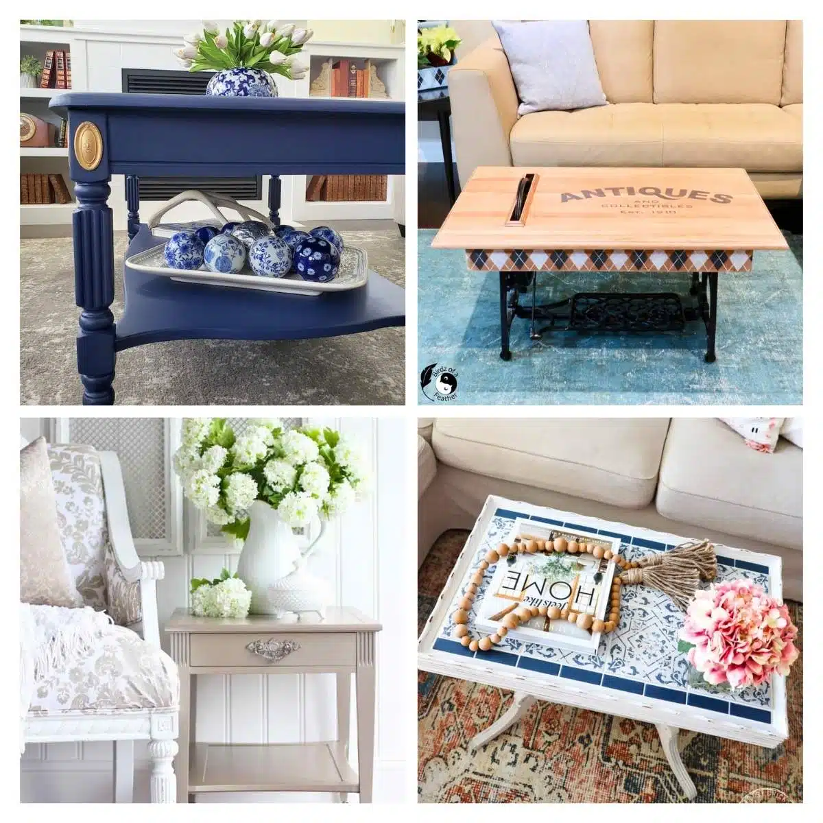 4 image collage living room table makeovers