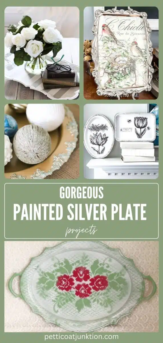 5 image collage painted silver plate projects