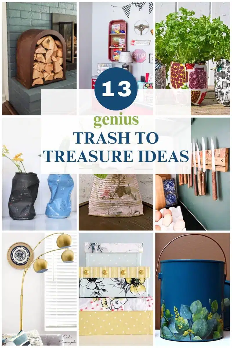 9 image collage trash to treasure