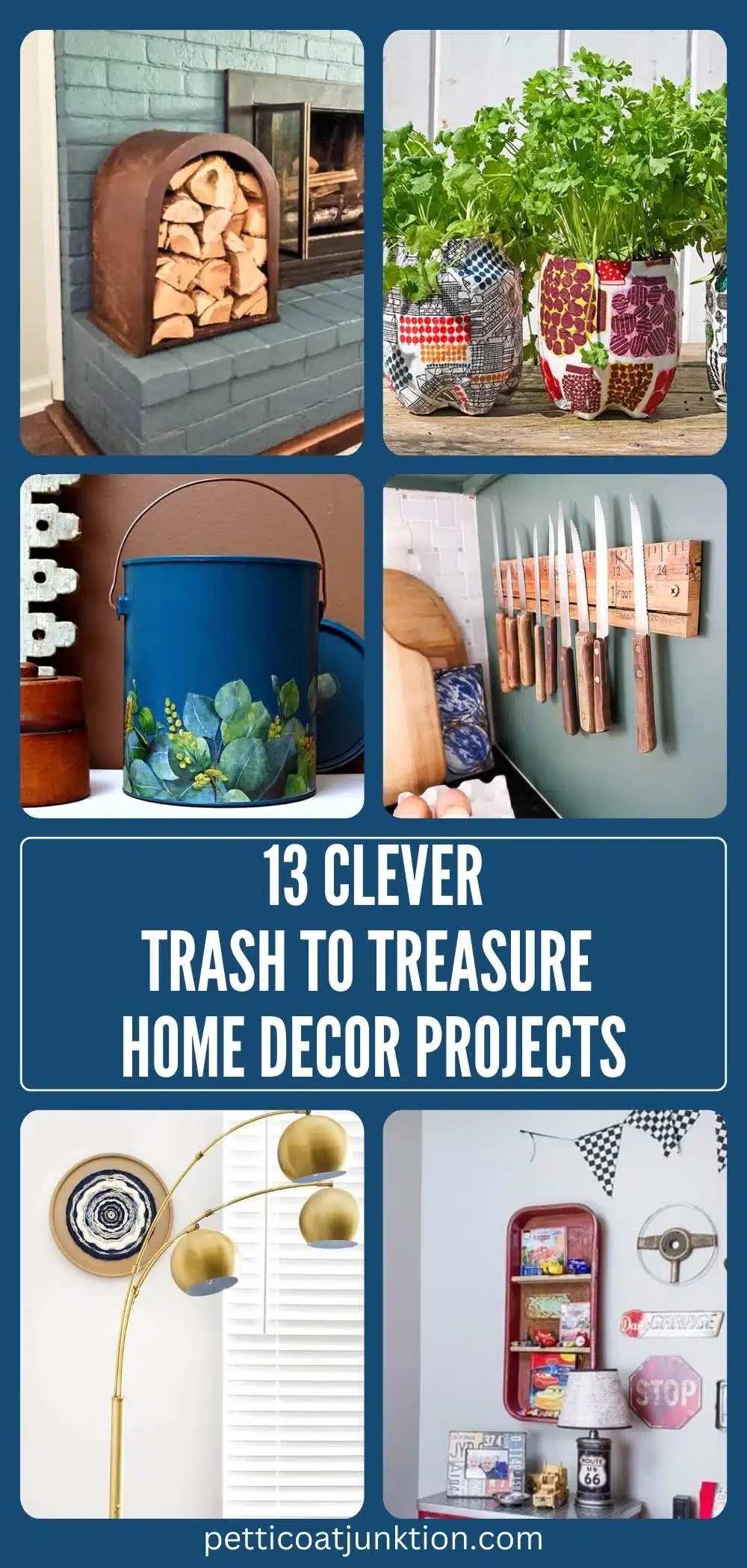 collage with 6 images trash to treasure diy's