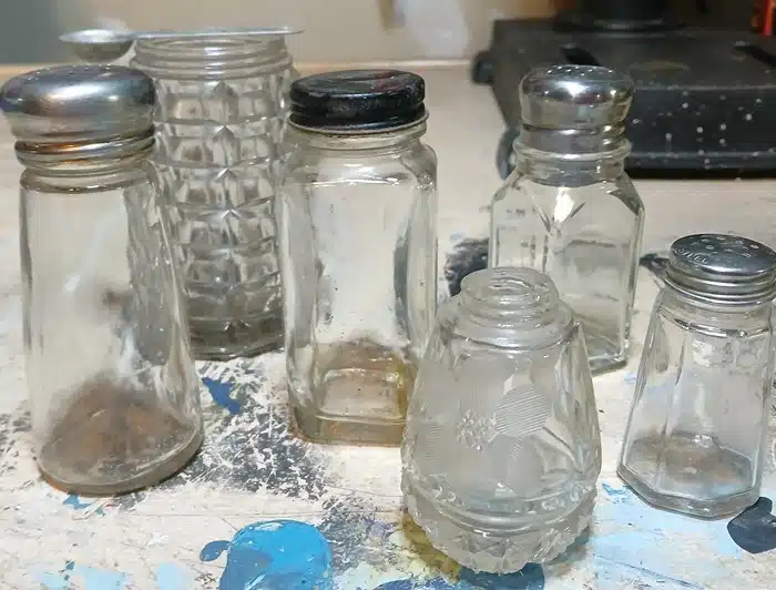 glass salt and pepper shakers to upcycle