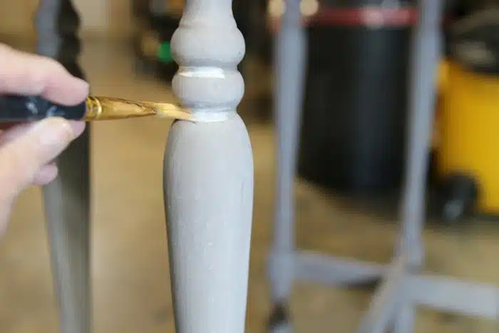 how to add white paint to table legs and small details