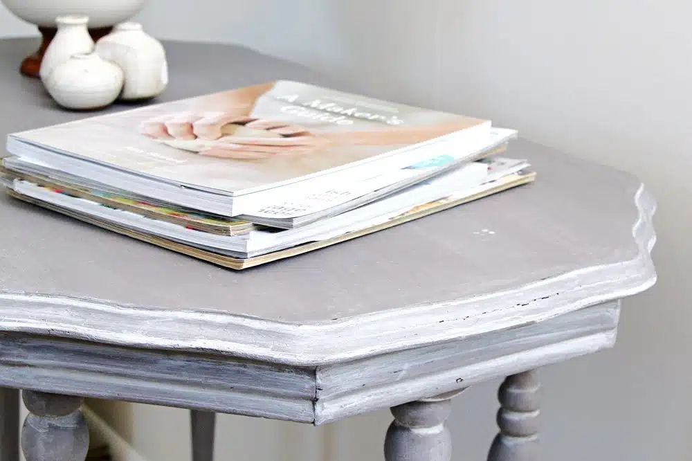 $5 table makeover with no wax chock paint and whitewash