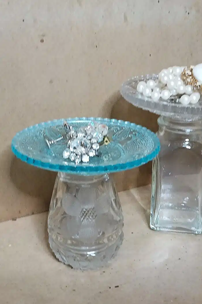 repurposed glass dishes as jewelry holders