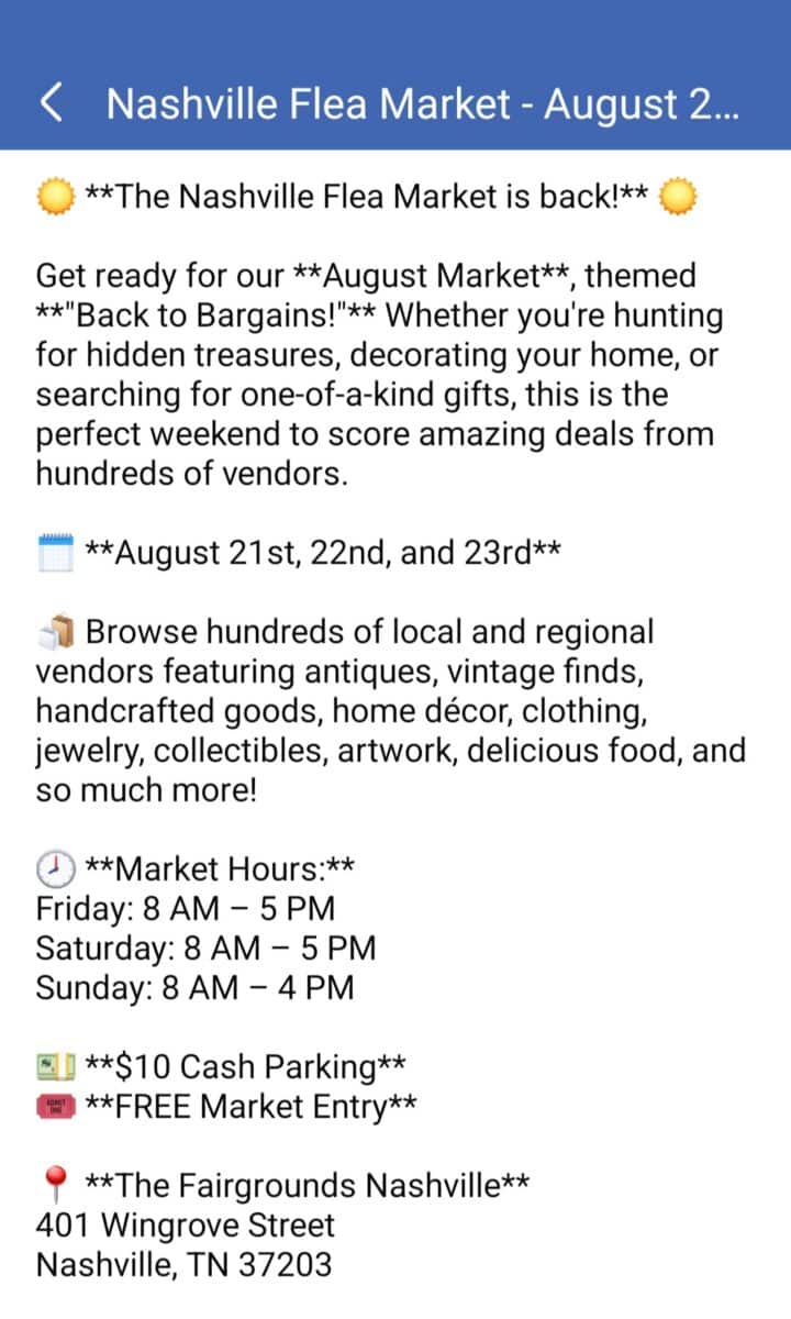 Nashville Flea Market August 2026
