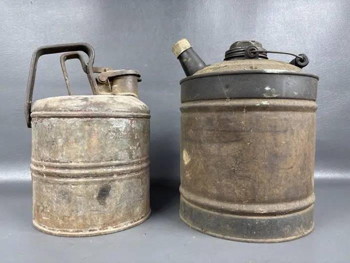 gas or oil cans bought at auction