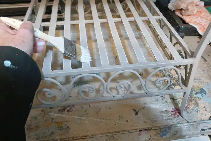 how to dry brush paint on metal furniture before and after makeover