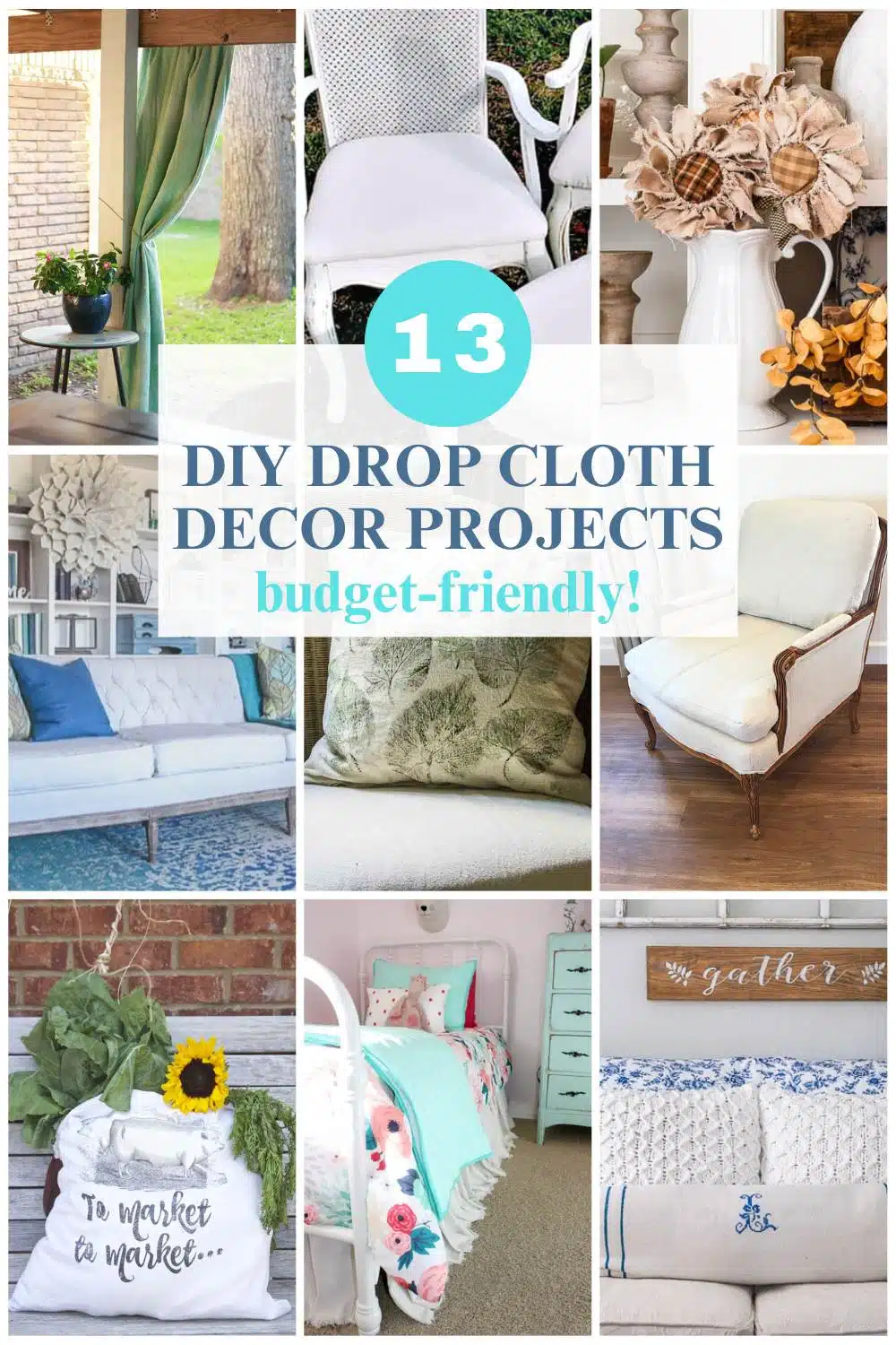 9 image collage drop cloth decor