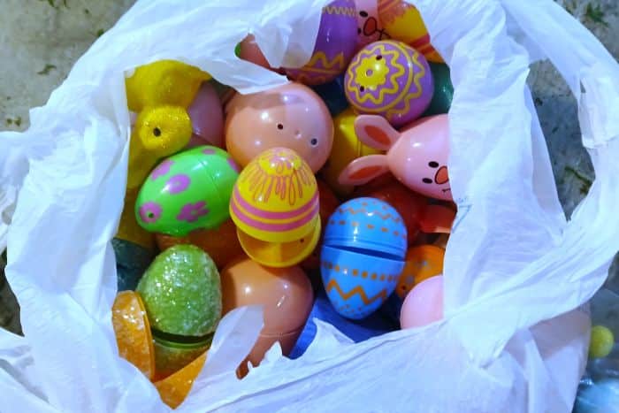 bag of plastic Easter eggs