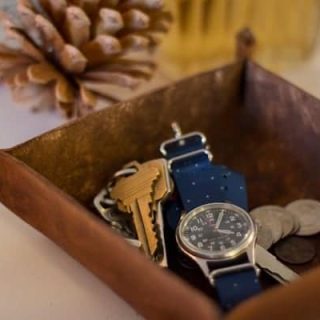 leather basket catch all