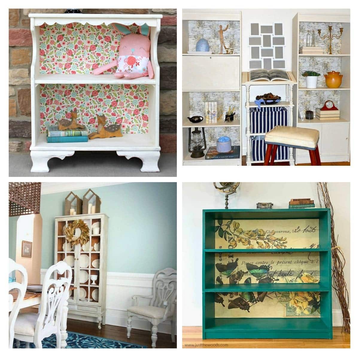 Painted Bookcase Ideas collage