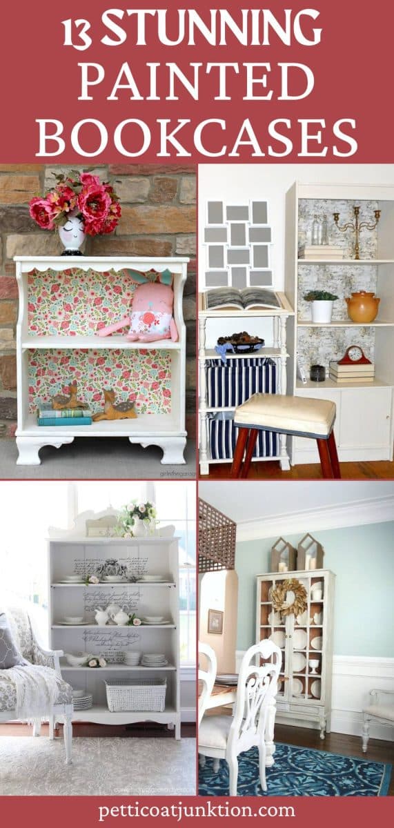 4 image collage diy painted bookcases