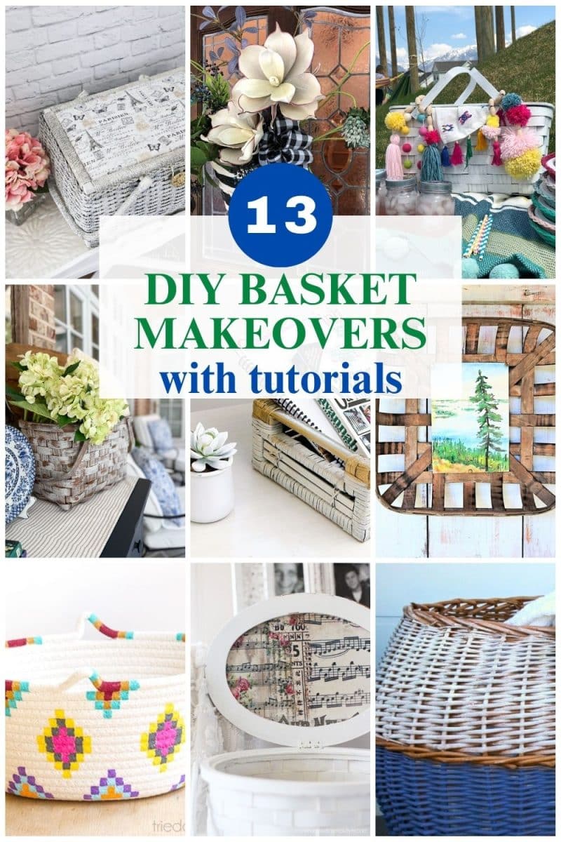 9 image collage diy basket makeovers