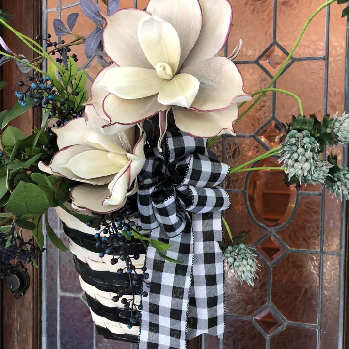 painted basket on front door