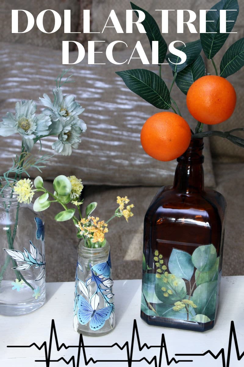 decorate bottles with Dollar Tree decals
