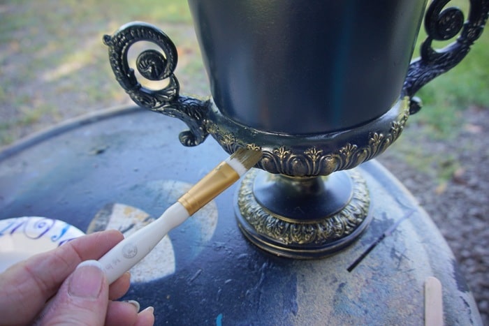 how to spray paint a silver plate trophy cup and add gold gilding wax (2)