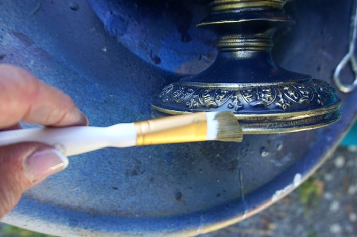 how to spray paint a silver plate trophy cup and add gold gilding wax (5)