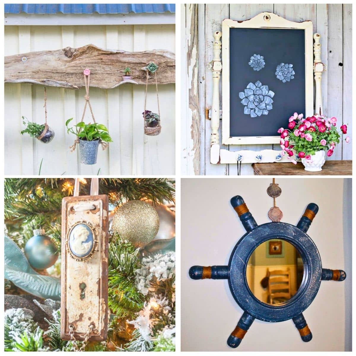 4 image collage repurpose furniture knobs