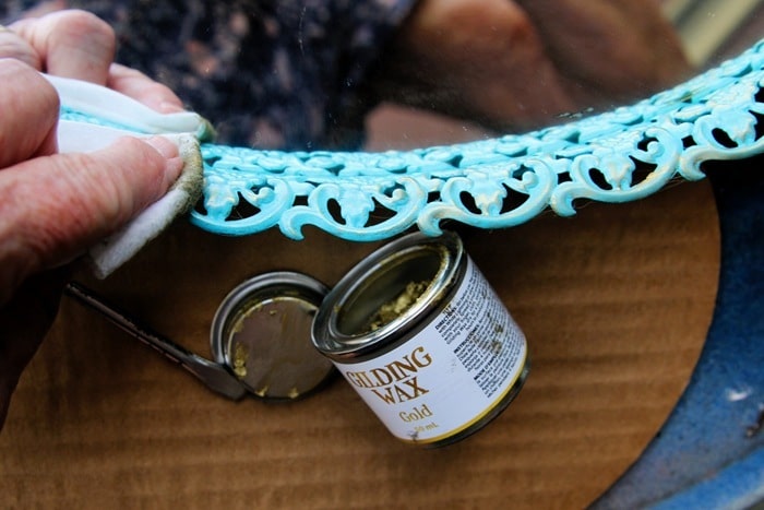 how to add gold wax details to painted decor