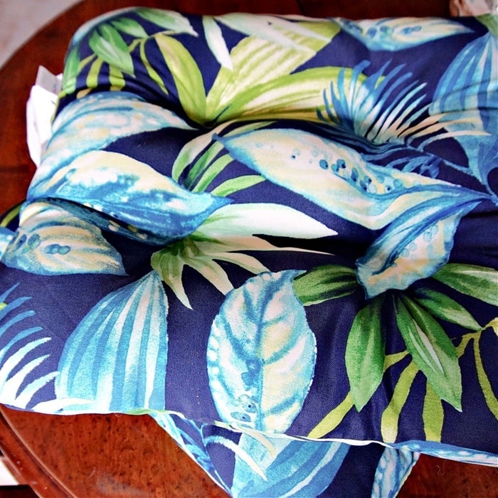 chair cushions from At Home for my wrought iron chairs