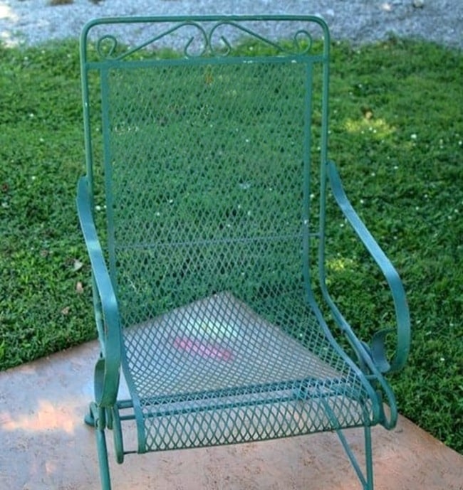 green wrought iron chair makeover