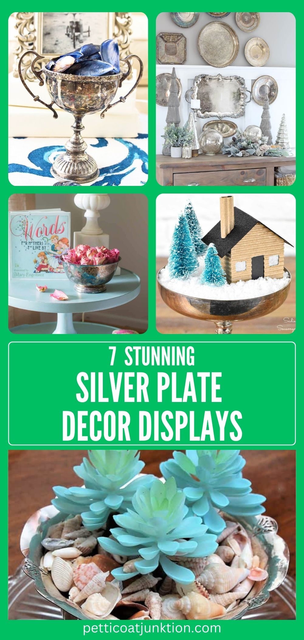 5 image collage silver plate displays