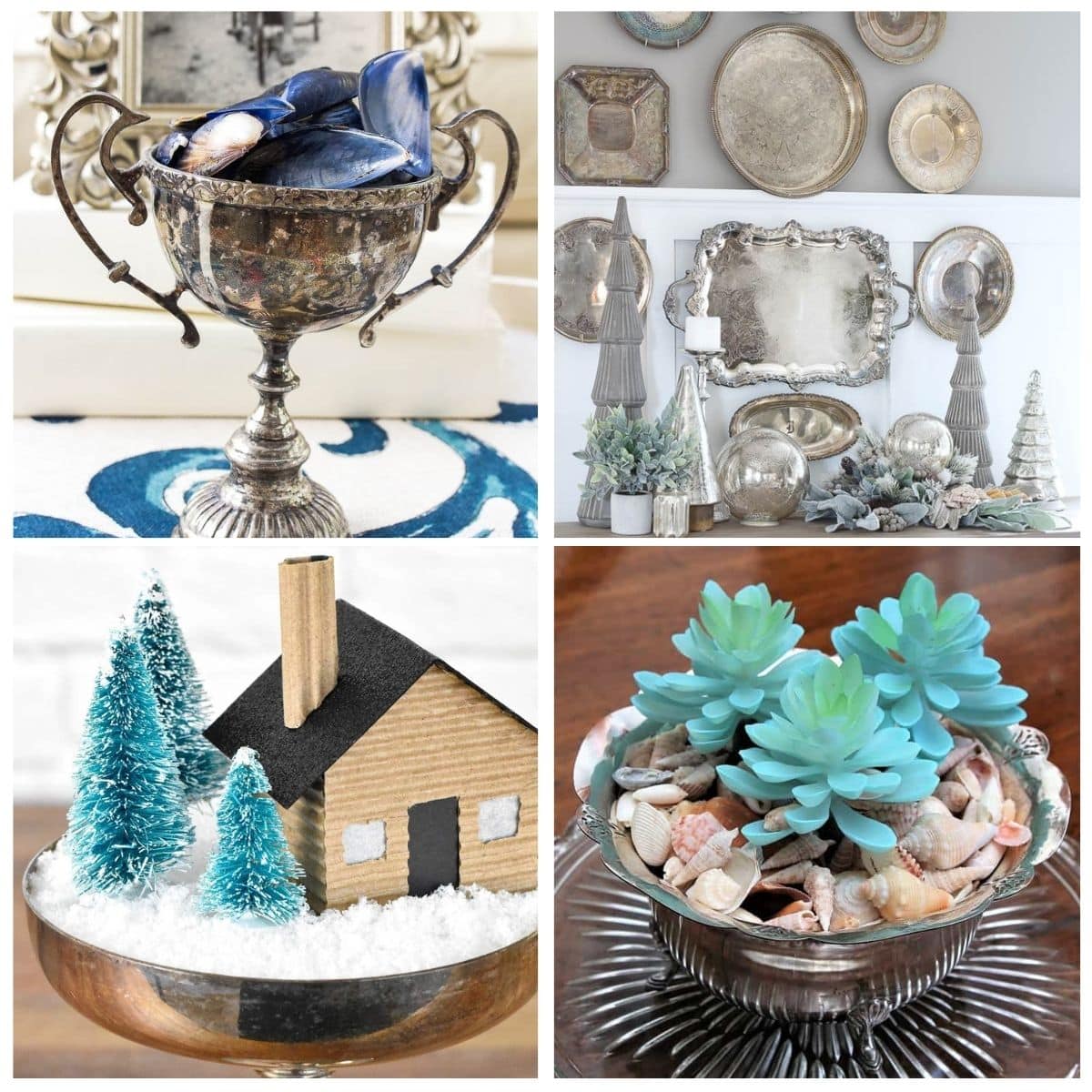 4 image silver plate decor 