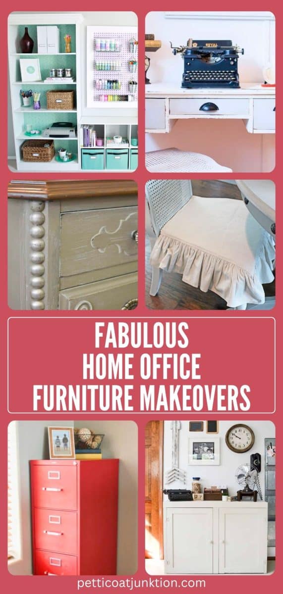 6 image collage furniture makeovers for office