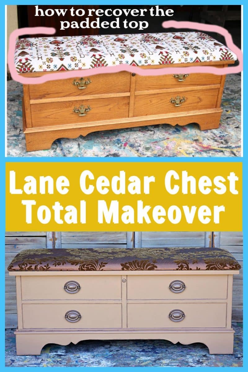 How to paint a Lane cedar chest and cover the padded seat with new fabric.