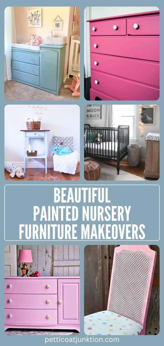 collage with painted nursery furniture
