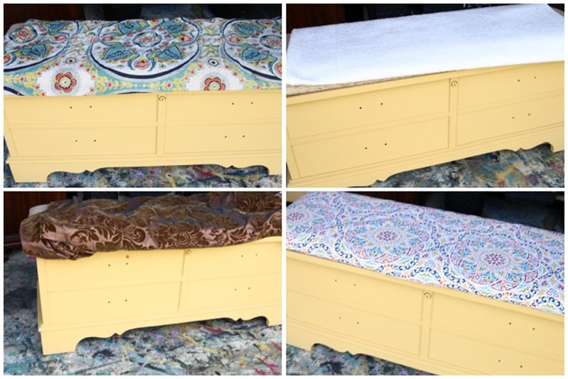 choosing fabric to recover a Lane cedar chest seat