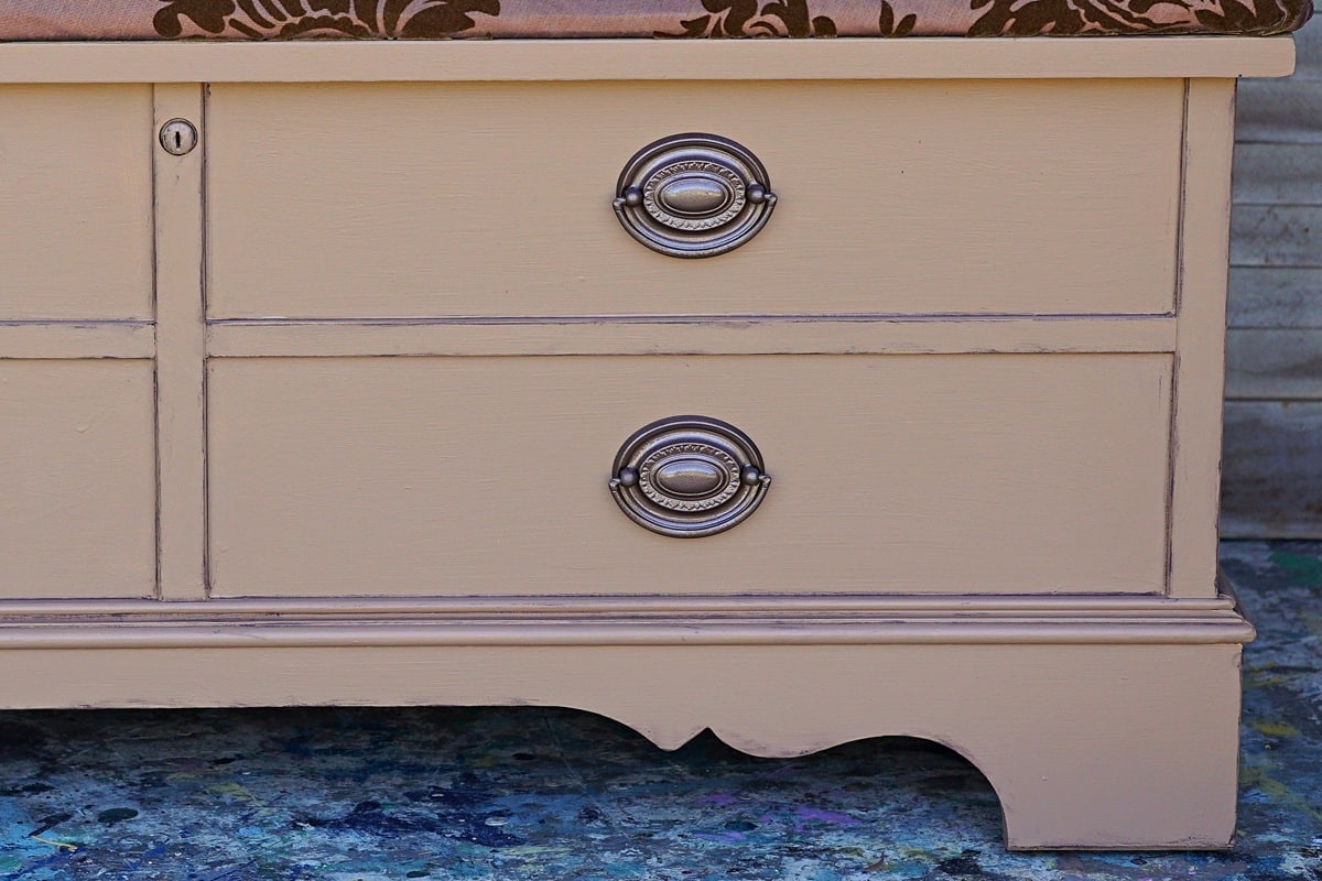painting a Lane cedar chest and replacing the fabric on the top