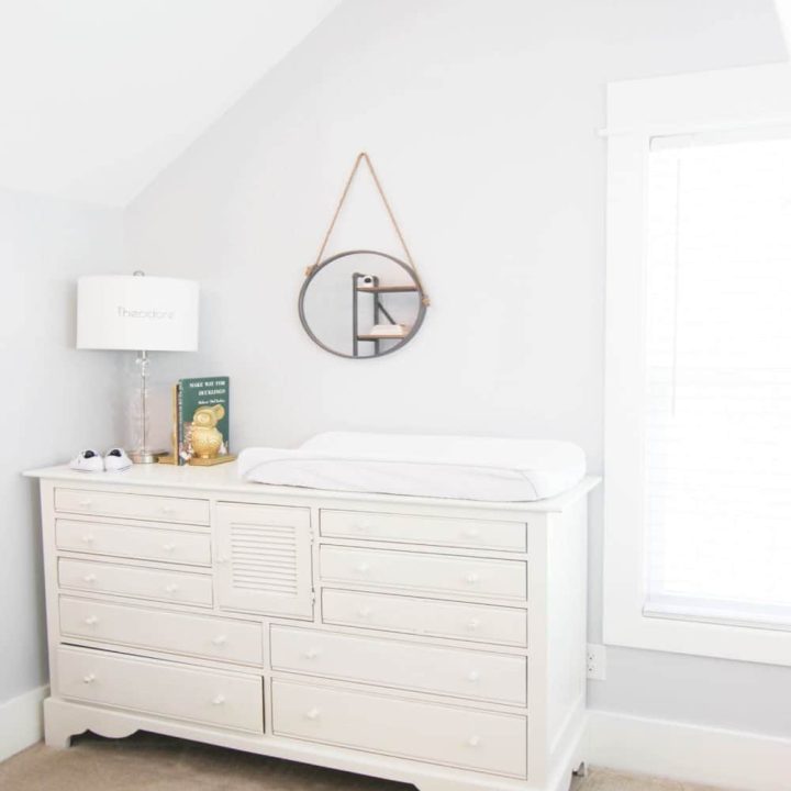 white painted changing table