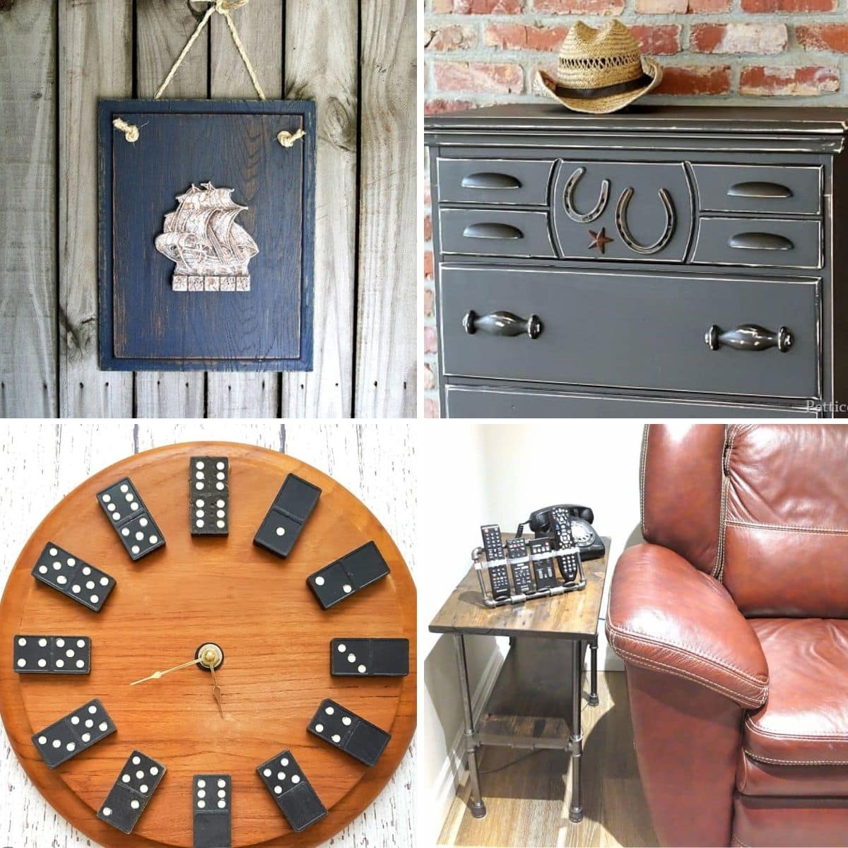 4 image collage DIY Decor For A Man Cave
