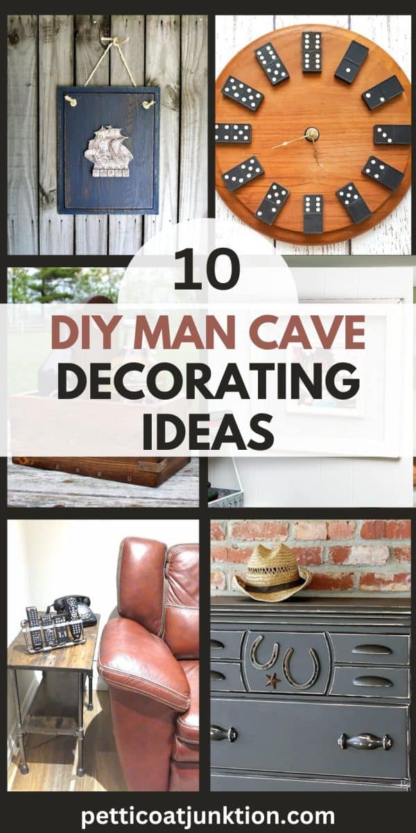 6 image collage diy man cave decor